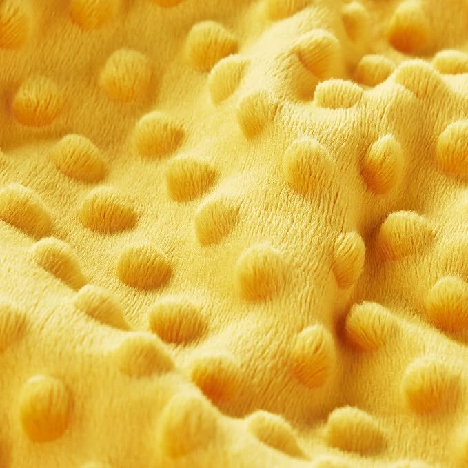 DaysU Silky Micro Soft Plush Baby Blankets Unisex with Print Animal Pattern and Soothing Raised Dots, Double Layer Bed Throws for Baby Crib, Bee, Yellow, 30x40 Inches