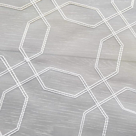 Windows Embroider-Heptagon Sheer White Curtains 84 Inches Length 2 Panels Voile Light Filtering Sheer Curtains Panel Basic Rod Pocket Sheer for Bedroom Living Room Children Room