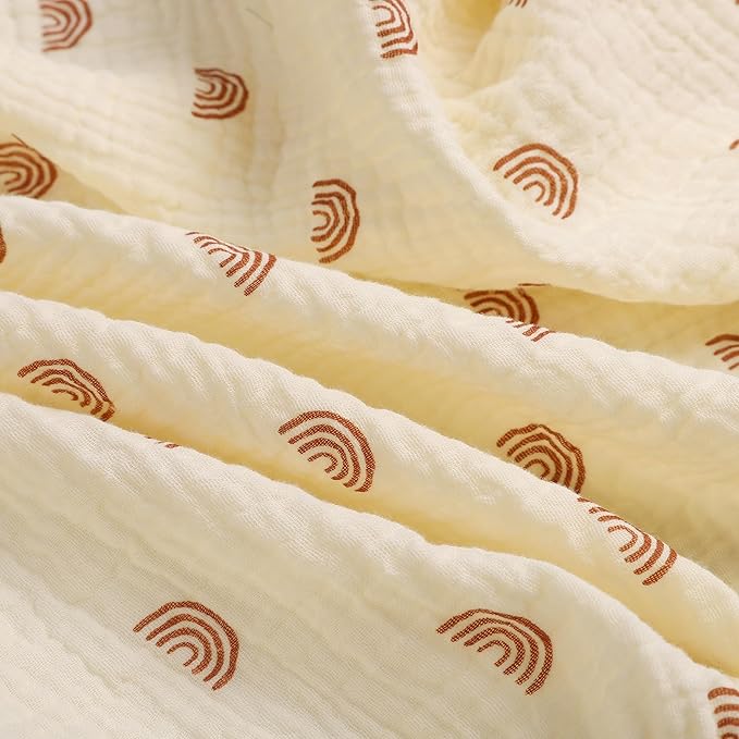 Muslin Bassinet Sheets 30"x 16" Compatible with Fisher-Price Soothing Motions and Dream On Me Lacy Baby Bassinet, 2 Pack 100% Cotton, Natural and Rainbow