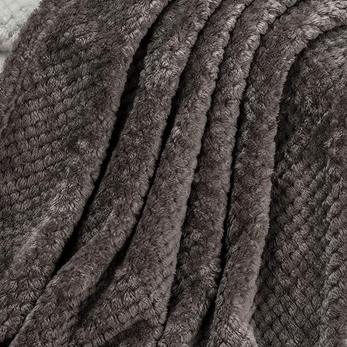 Fuzzy Throw Blanket, Plush Fleece Blankets for adults, Toddler, boys and Girls, Warm Soft Blankets and Throws for Bed, Couch, Sofa, Travel and Outdoor, Camping (40Wx60L, M-Eagle Grey)