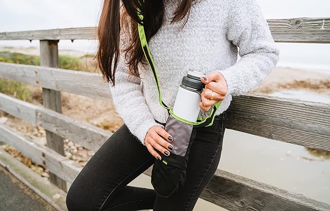 ChicoBag rePETe Water Bottle Sling w/Strap, Carabiner Clip, Built-In Pouch, & Convenient Pockets | Eco-Conscious | Perfect for Walks, Hikes, Outdoor Festivals | Amethyst (Pack of 2)