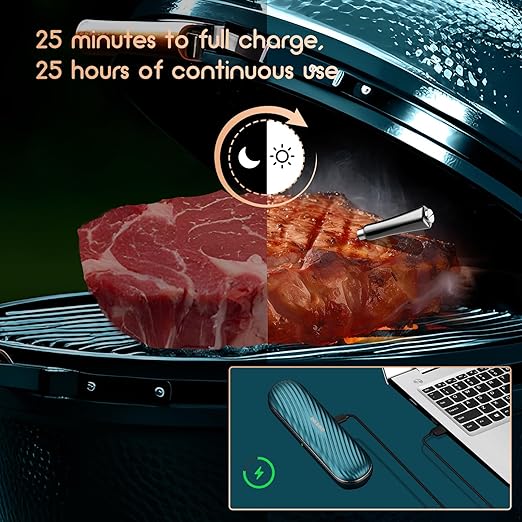 INKBIRD Wireless Meat Thermometer INT-11X-B, Bluetooth Meat Thermometer for Grilling and Smoking, App Remote Control, IP67 Waterproof, 25 Hours of Continuous Cooking, Stylish Gift for Men Women