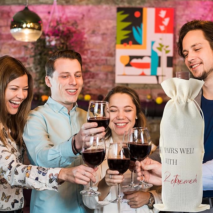 DIVINA VITAE 3Pack Retirement Wine Bag Funny Retirement Gifts Reusable Retirement Gift Bag for Best Friends Coworkers Boss Nurse Teachers