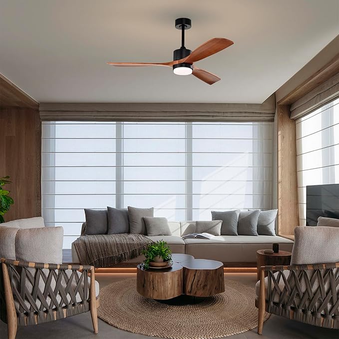 Tariq 52-inch Solid Wood and Metal Lighted Ceiling Fan with LED Lighting