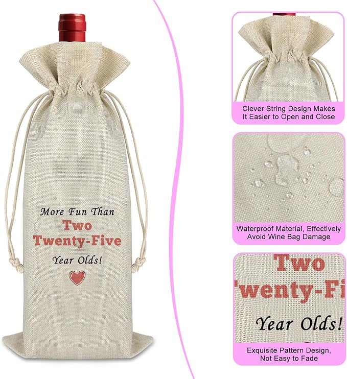 50th Birthday Gift for Women Men Wine Bag Gift for 50 Year Old 50th Birthday Gift for Wife Sister Turning 50 Drawstring Wine Wrap Bag Happy Birthday Gifts for Grandma Mother Aunt Mother's Day Gifts