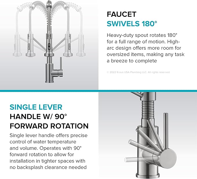 KRAUS Bolden Commercial Style Pull-Down Single Handle 18-Inch Kitchen Faucet in Brushed Brass, KPF-1610BB