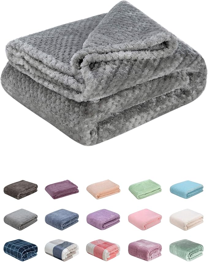 Fuzzy Throw Blanket, Plush Fleece Blankets for Adults, Toddler, Boys and Girls, Warm Soft Blankets and Throws for Bed, Couch, Sofa, Travel and Outdoor, Camping (40Wx60L, M-Flint Gray)