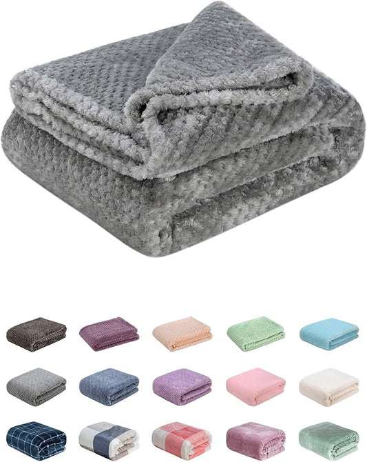 Fuzzy Throw Blanket, Plush Fleece Blankets for Adults, Toddler, Boys and Girls, Warm Soft Blankets and Throws for Bed, Couch, Sofa, Travel and Outdoor, Camping (40Wx60L, M-Flint Gray)
