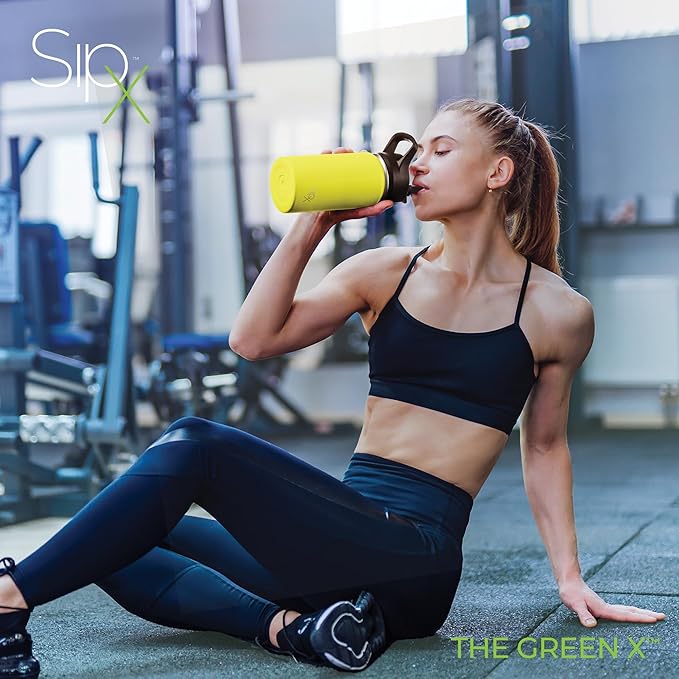 SipX™ Triple-Insulated Stainless Steel Water Bottle 18oz. With 3 Lids, BPA-Free Reusable Insulated Water Bottle Keeps Cold 24 Hours, Metal Water Bottle Made Of Sustainable Material For Hiking & Biking