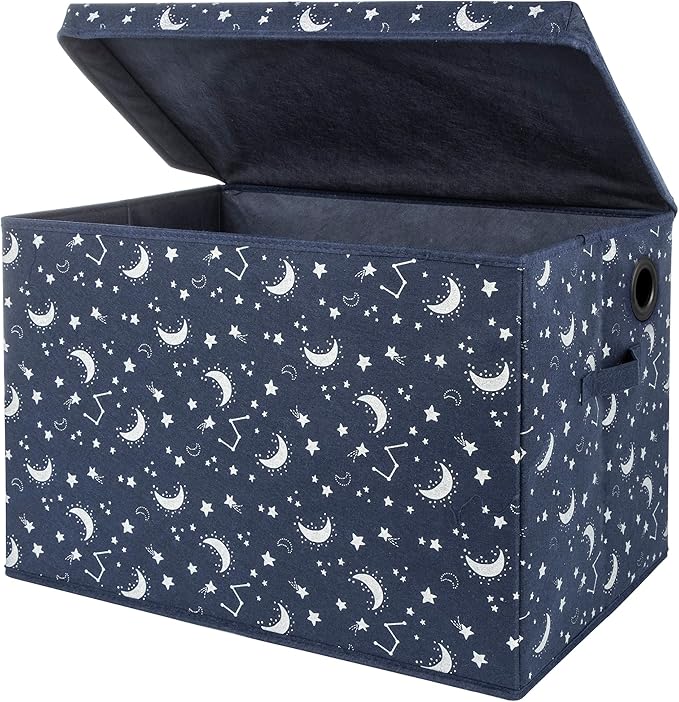 Sammy & Lou Collapsible Felt Soft Toy Box Toy Chest for Toddlers Toy Storage Organizer with Handles and Hinged Lid, 22 x 14.5 x 15 inches, Constellation
