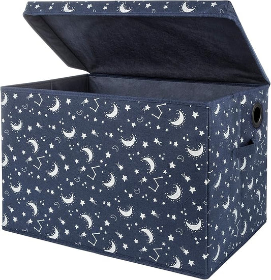 Sammy & Lou Collapsible Felt Soft Toy Box Toy Chest for Toddlers Toy Storage Organizer with Handles and Hinged Lid, 22 x 14.5 x 15 inches, Constellation