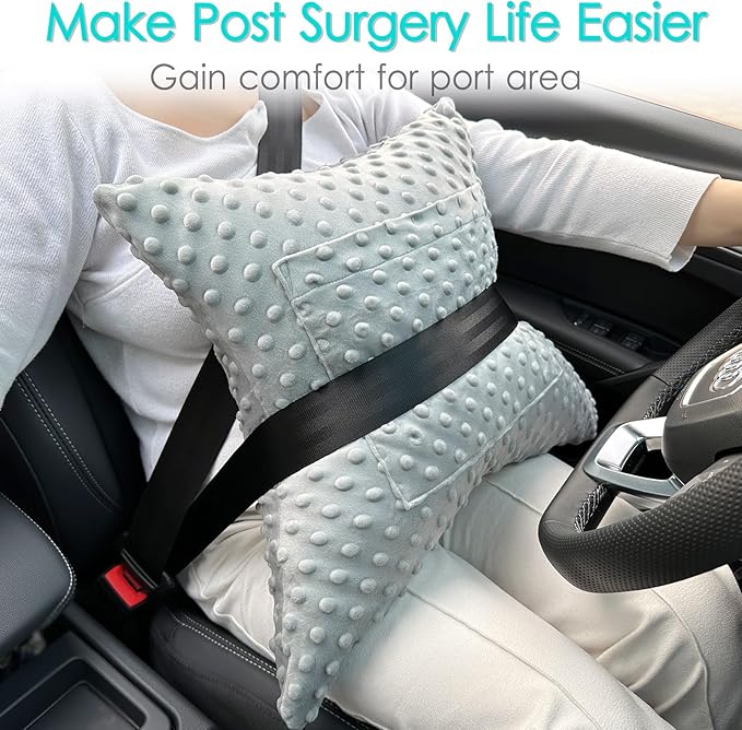 Star Hysterectomy Recovery Pillow C-Section Pillows with 2 Pockets for Tummy Tuck Abdominal Lumpectomy Belly Surgery Must Haves Shock Absorbing Cough Cushion Patients Gifts Minky Dot Gray