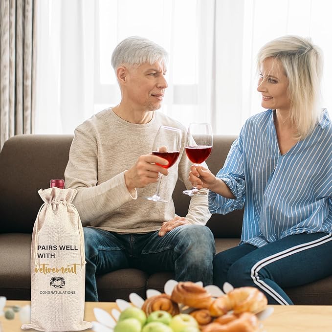 Retirement Gifts Retirement Wine Bag - Retirement Gifts for Women Men, Pairs Well with Retirement, Retirement Wine Bottle Gift, Funny Retirement Gifts for Retired Teachers Employees Friends Colleague