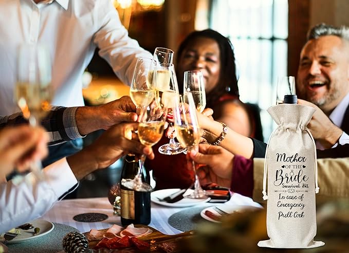 Engagement Wine Gifts Bag, Gifts For Wedding Engagement Marriage Bride Shower Reusable Wine Bag, Champagne Gifts Bag For Mother Of The Bride Women Friends Coworkers With Card-21