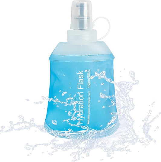 J.CARP 150ml Soft Flask Running Water Bottles, TPU Foldable Running Hydration Flask for Hydration Pack Cycling Hiking Climbing Outdoors Motorbike