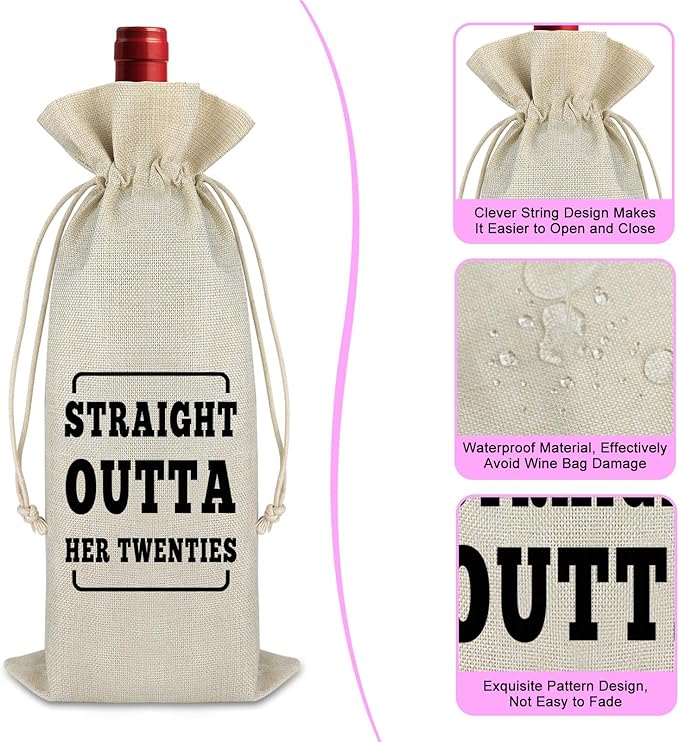 30 Years Old Happy Birthday Gift Wine Bag Funny 30th Birthday Gifts for Women Cotton Wine Wrap Bag Turning 30 Gifts Burlap Wine Bottle Bag 30th Anniversary Ideas Gift for Mom Wife Friend Sister