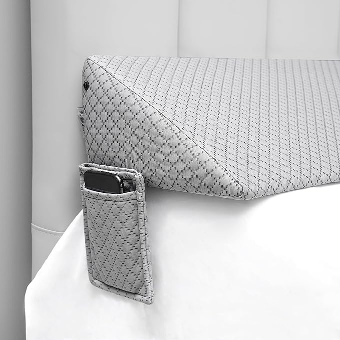 Queen Bed Wedge Pillow for Headboard,Foam Headboard Pillow Wedge,Bed Gap Filler Mattress Wedge,Mattress Gap Filler - Fill The Gap (0-8") Between Headboard and Mattress (Gray, 60"x10"x8")