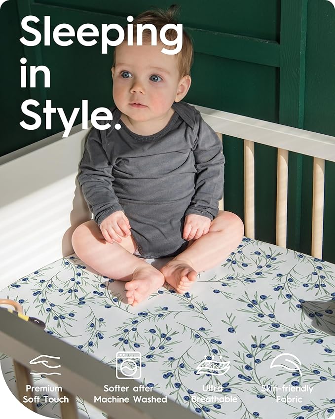 Cloud-Like Soft Pack N Play Sheets - Compatible with Graco, 4moms, Dream On Me, Baby Trend and Other 27 X 39/24 X 38 Inch Playard Mattress Pad, Jersey Knit Cotton, 2 Pack (Berry & Floral)