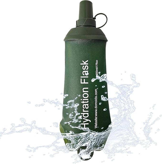 J.CARP 500ml Soft Flask Running Water Bottles, TPU Foldable Running Hydration Flask for Hydration Pack Cycling Hiking Climbing Outdoors Motorbike Green