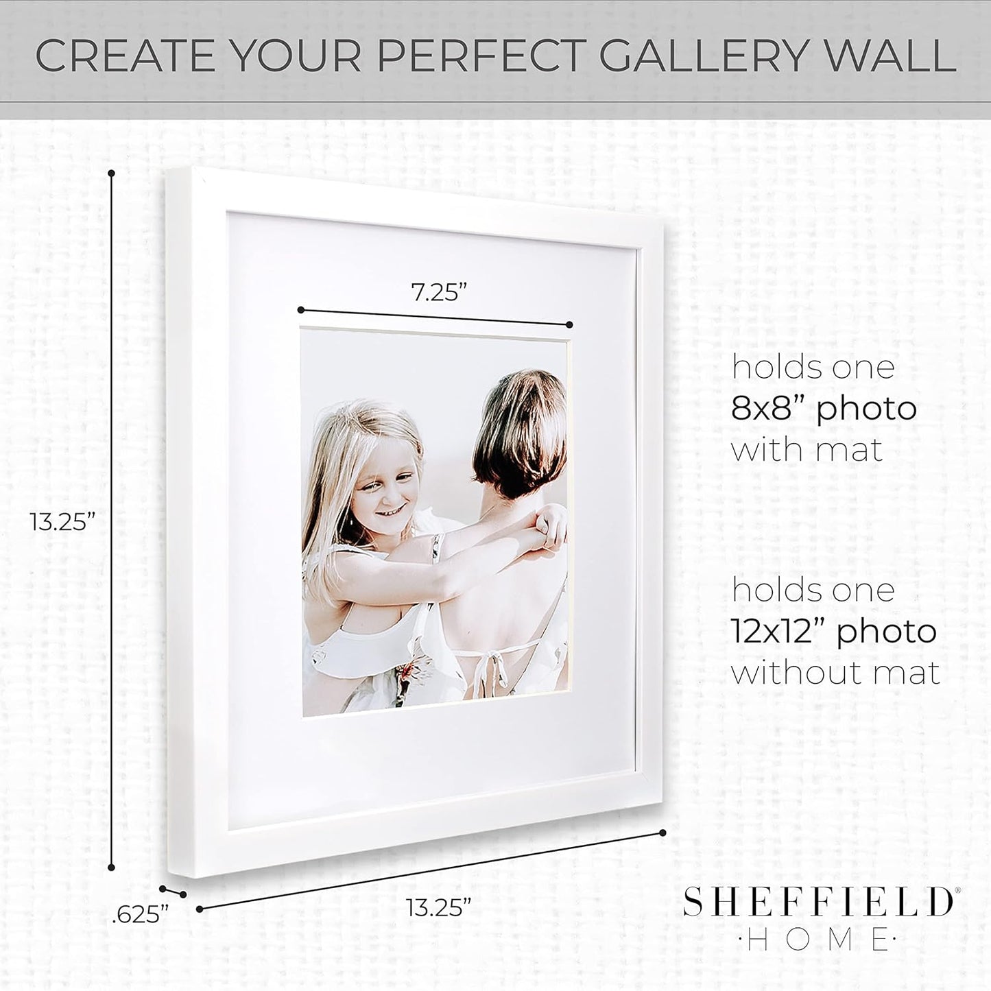 Sheffield Home 9 Piece Gallery Wall Frame Set, 12x12 Inch, White