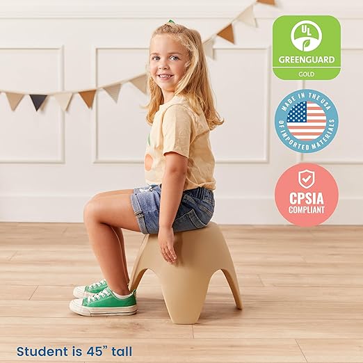 ECR4Kids Ayana Stool Set, Flexible Seating, Sand, 4-Pack