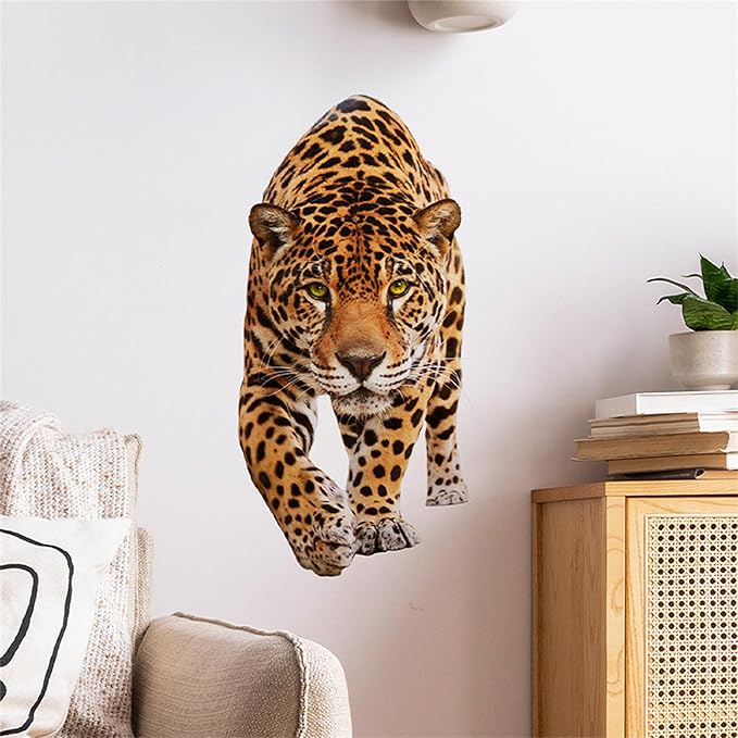 Lifelike Cheetah Wall Decal 3D Animals Wall Sticker Safari Wall Decor for Nursery Kid'sroom School Classroom Livingroom Bedroom Bathroom Decoration (Lifelike Cheetah 3)