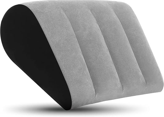 Inflatable Wedge Pillow - Leg Pillow for Sleeping, Leg Elevation Pillow, Lumbar Pillow Reduces Waist and Back Pressure, Portable Wedge Cushion for Sleeping, Bed, Travel, Camping, Grey