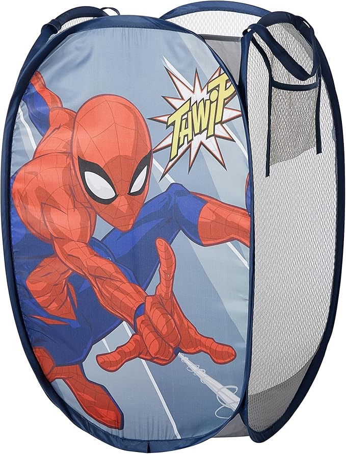 Idea Nuova Spiderman Pop Up Hamper with Durable Carry Handles, 21'' H x 13.5'' W X 13.5'' L