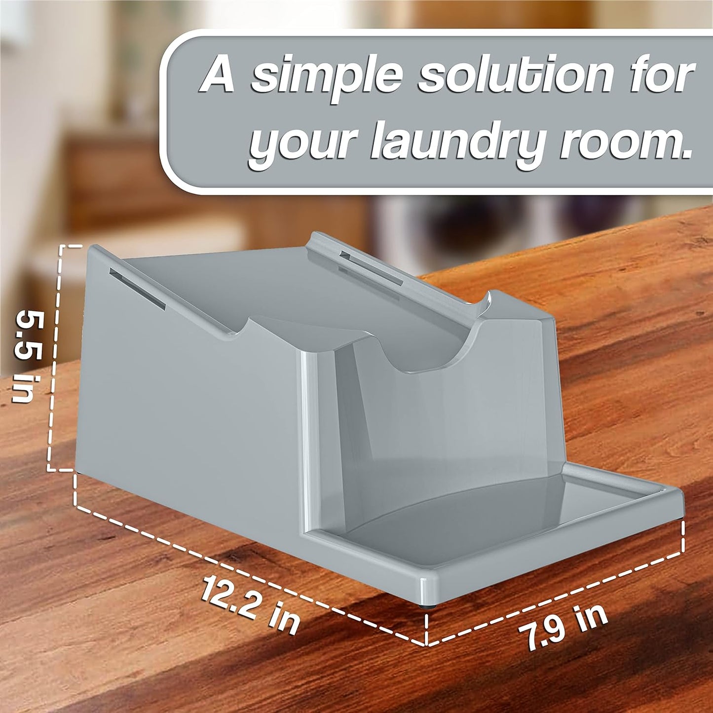 Skywin Laundry Detergent Holder Stand Organizer and Drip Tray for Laundry Room Organization,Non Slip Laundry Soap Holder for Liquid Laundry Detergent, Laundry Detergent Stand, No Strap (Grey)