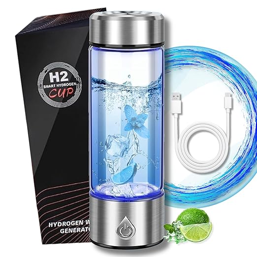 Karzon Hydrogen Water Bottle Generator - Portable Hydrogen Water Bottle - Water Bottle Improve Water Quality in 3 Minutes Water Ionizer Machine Suitable for Office, Travel and Daily Drinking(Silver)