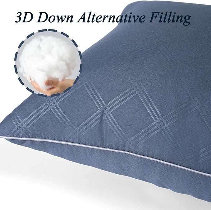 Pillows for Sleeping 4 Pack Bed Pillow Set of 4 for Side Back and Stomach Sleepers Down Alternative Filling Luxury Soft (Grey-White, Standard(4 Pack))