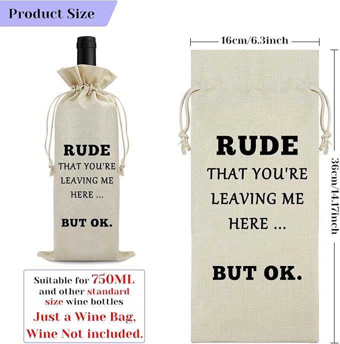 Funny Retirement Gifts for Women Wine Bags Goodbye Farewell Gifts for Retired Coworker Presents for Retired Boss Employees Teachers Colleagues Friends for Birthday Christmas Burlap Drawstring Wine Bag