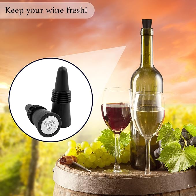 Champagne Stoppers for Sparkling Bottle Sealing - Saver Accessories Toppers for Wine Napa Moet Bottega - Cone-shaped wine stoppers and Dual-sided Stainless Steel Cover Bottles Set (Gold, 2 & 2)