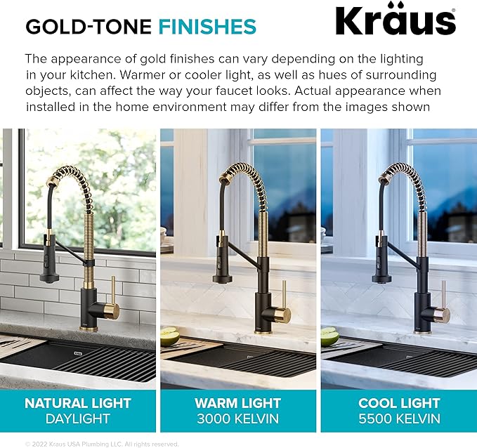 KRAUS Bolden Commercial Style Pull-Down Single Handle 18-Inch Kitchen Faucet in Brushed Brass/Matte Black, KPF-1610BBMB