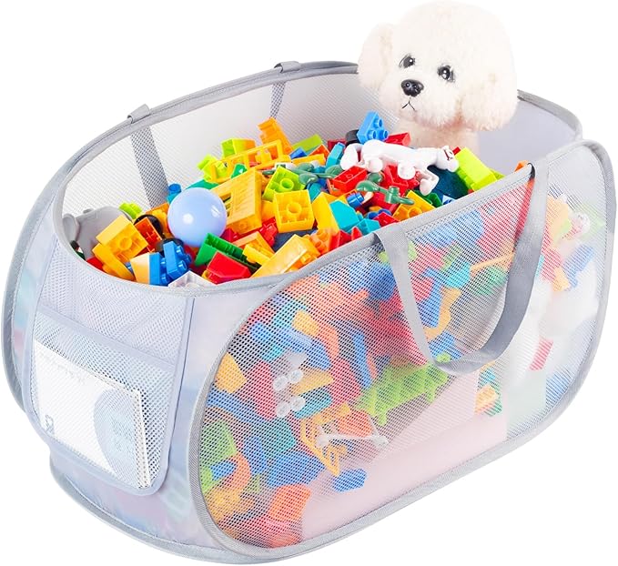 Kids Toy Storage Organizer Toy Box -Large,Lightweight & Foldable Children's Toy Chest,Suitable for Boys'and Girls' Playrooms,Bedrooms,and Nurseries.Dimensions: 22"x13"x13"Beige Navy Blue (Navy Blue)