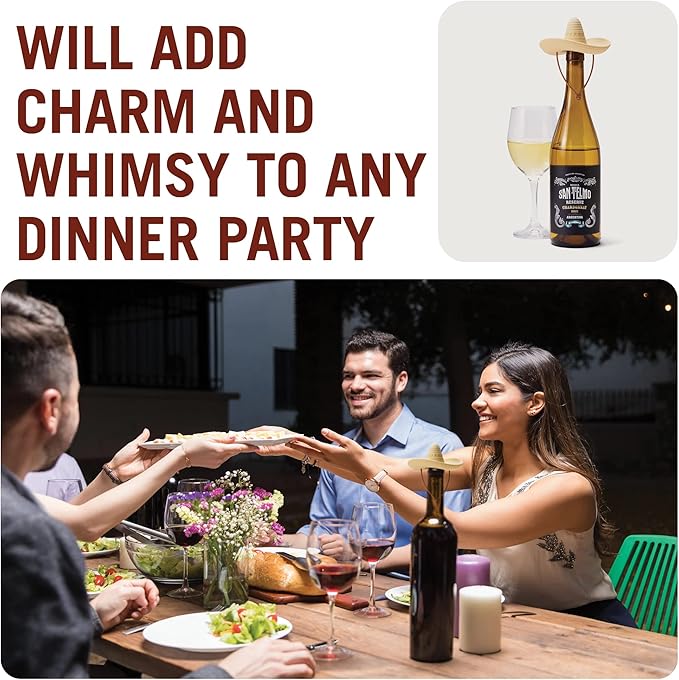 Monkey Business Elcorko Silicone Wine Stopper, Bottle Stopper with Sombrero Design, Wine Accessories, Keeps Wine Fresh, Wine Gifts