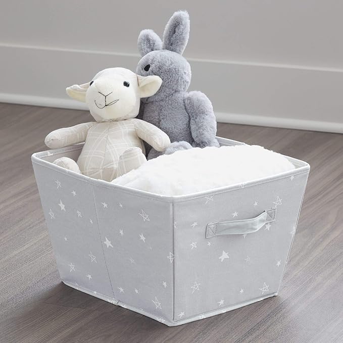 iDesign Star Fabric Storage Bin, Angled Medium Basket Container with Dual Side Handles for Closet, Bedroom, Toys, Nursery - Gray