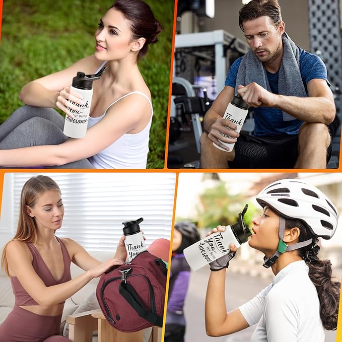 meekoo 12 Pcs Thank You for Being Awesome Aluminum Water Bottles Bulk Lightweight Sports Water Bottles Inspirational Bike Water Bottle with Snap Lids for Travel Gym Camping Hiking