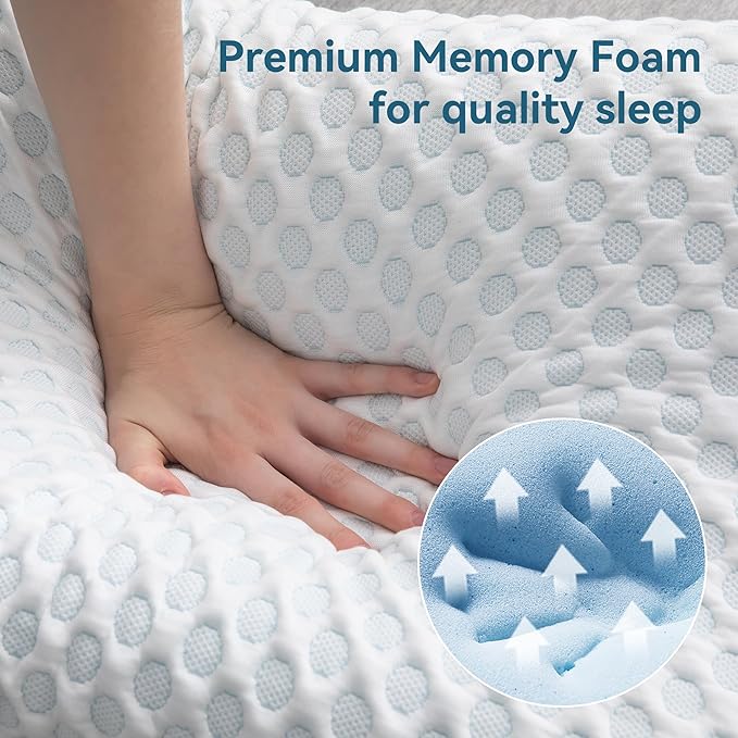 Neck Pillow Memory Foam Contour Pillow for Pain Relief Cervical Pillow for Sleeping, Orthopedic Pillow for Neck and Shoulder Pain, Ergonomic Pillow for Side Back Stomach Sleeper-Firm