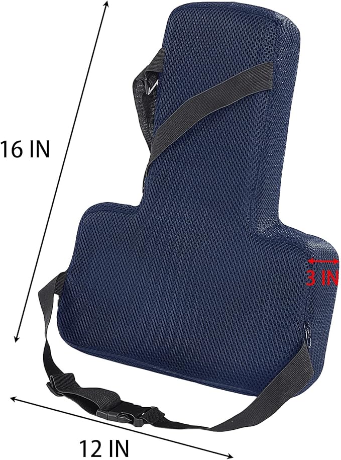 HOMBYS Lumbar Support Pillow for Office Chair-Seat Cushion for Back Support, Improved Sitting Posture and Upper/Lower Back Pain Relief for Desk Chairs, Car Seats and Airplanes (Navy Blue, 17"x13"x3")