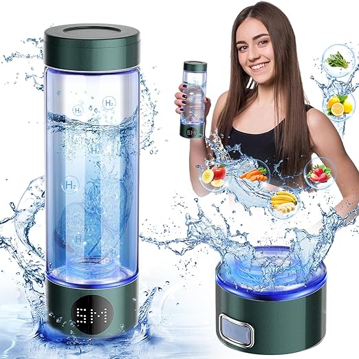 Hydrogen Water Bottle 13.5 OZ (400ml) Portable Hydrogen Water Ionizer Machine with SPE PEM Technology LED Display Hydrogen Water Generator for Home Travel Office Exercise