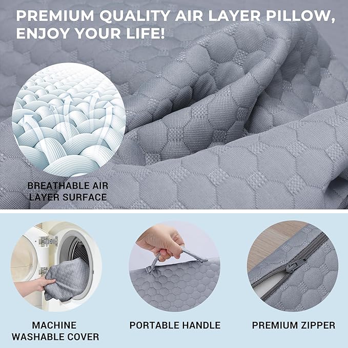 COOLBEBE Bed Wedge Pillow for Sleeping, Air Layer Adjustable Wedge Pillow for Snoring and After Surgery - 9 & 11 Inch, Elevated Triangle Pillow for Back Pain Relief, Acid Reflux, Leg Support