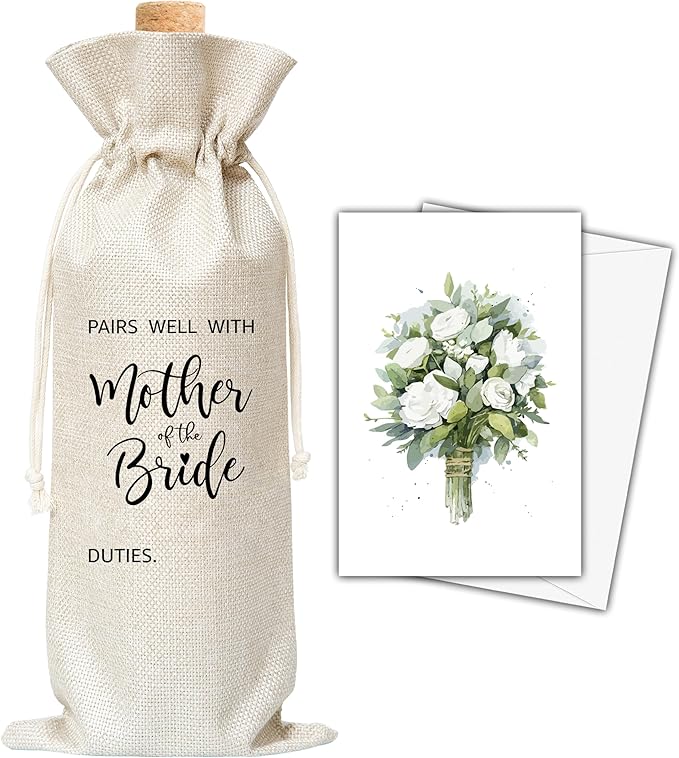 Mother Of The Bride Gifts Wine Bag & Card, Wine Bag Gifts For Mother-In-Law Bride's Mother From Bride Groom, Pairs Well With Mother Of The Bride Wine Bag For Bridal Shower Wedding Engagement Party -35