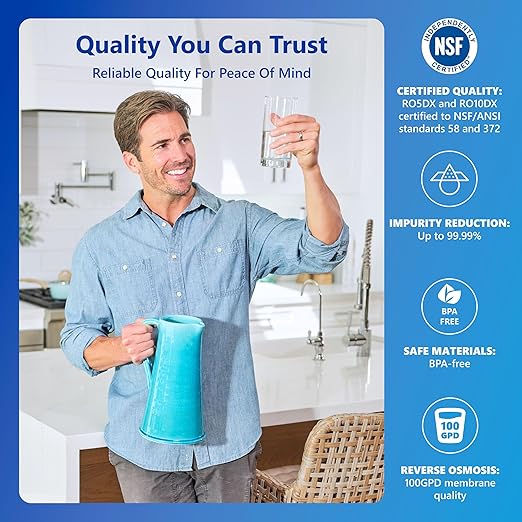 Express Water Reverse Osmosis Water Filtration System – 5 Stage RO Water Filter System with Faucet and Tank – Under Sink Water Filter – 100 GPD