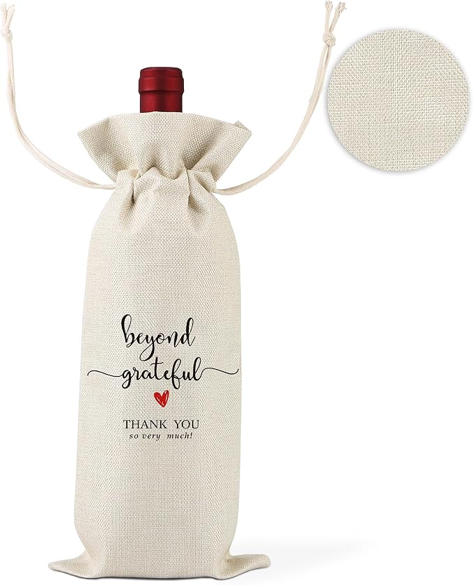 Grateful Wine Bag,Thank You Friend for the Gift,Party Thank You Favor,Family Holiday Gifts,Thank You Gifts for Colleagues,Employee,Family,Women,Social Workers,Bosses,1 Drawstring Gift Wine Bag,Q27