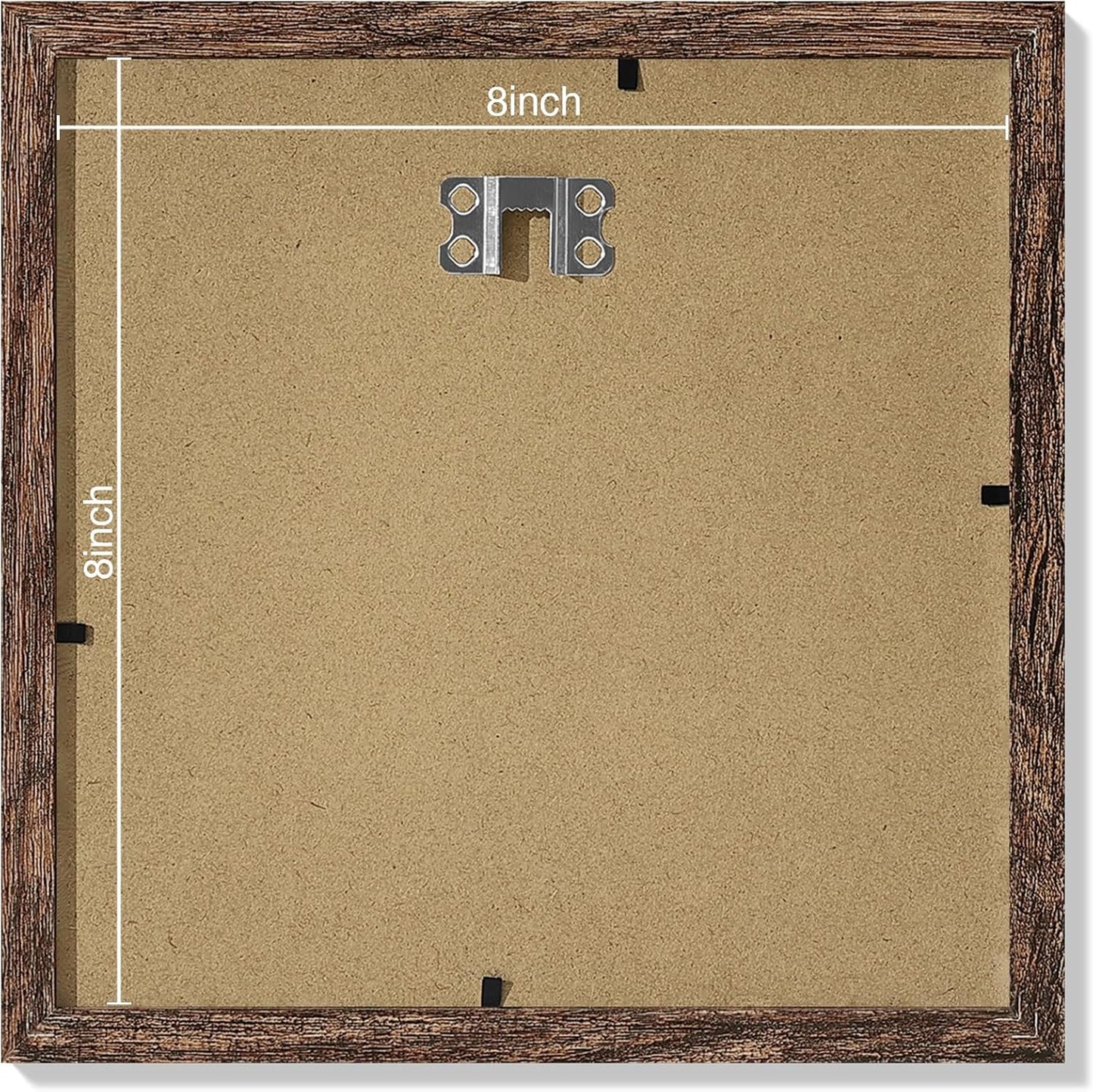 Vittanly 8x8 Picture Frames Set of 9, Shatter Resistant Plexiglass, Display 4x4 Pictures with Mat or 8x8 without Mat, Photo Frames for Wall Mount, Engineered Wood, Brown