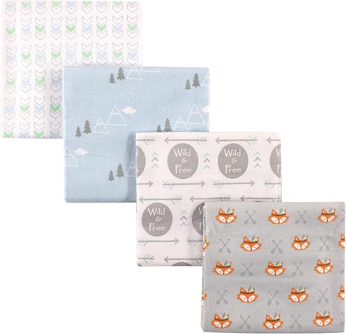 Luvable Friends Unisex Baby Cotton Flannel Receiving Blankets, Wild Free, One Size