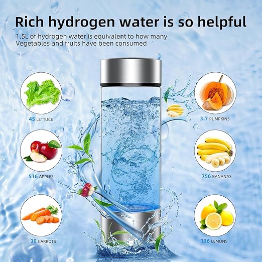 Hydrogen Water Bottle, Portable Hydrogen Water Bottle Generator, Rechargeable Hydrogen Water Ionizer Machine for Home, Office, Travel and Exercise