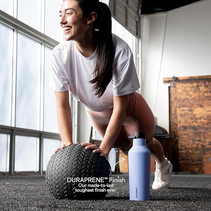 Corkcicle Sport Canteen Insulated Tumbler, Periwinkle, 32 oz – Reusable Water Bottle Keeps Beverages Cold for 25 Hours & Hot 12 Hours – Cupholder Friendly Tumbler with Screw-On Cap