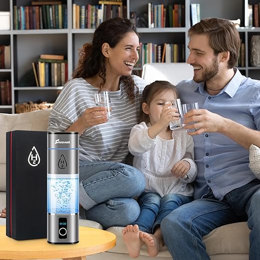 Hydrogen Water Bottle, 3000+ ppb Hydrogen Water Bottle Generator with SPE/PEM Technologyand LED Display, Hydrogen Water Ionizer Machine for Office, Home, Travel,Gift (Grey)